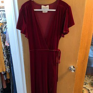 Red Velvet Wrap Dress